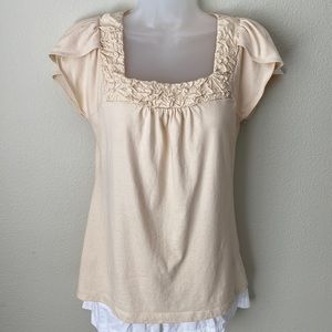Women’s Loft Petite Beige Square neck Top